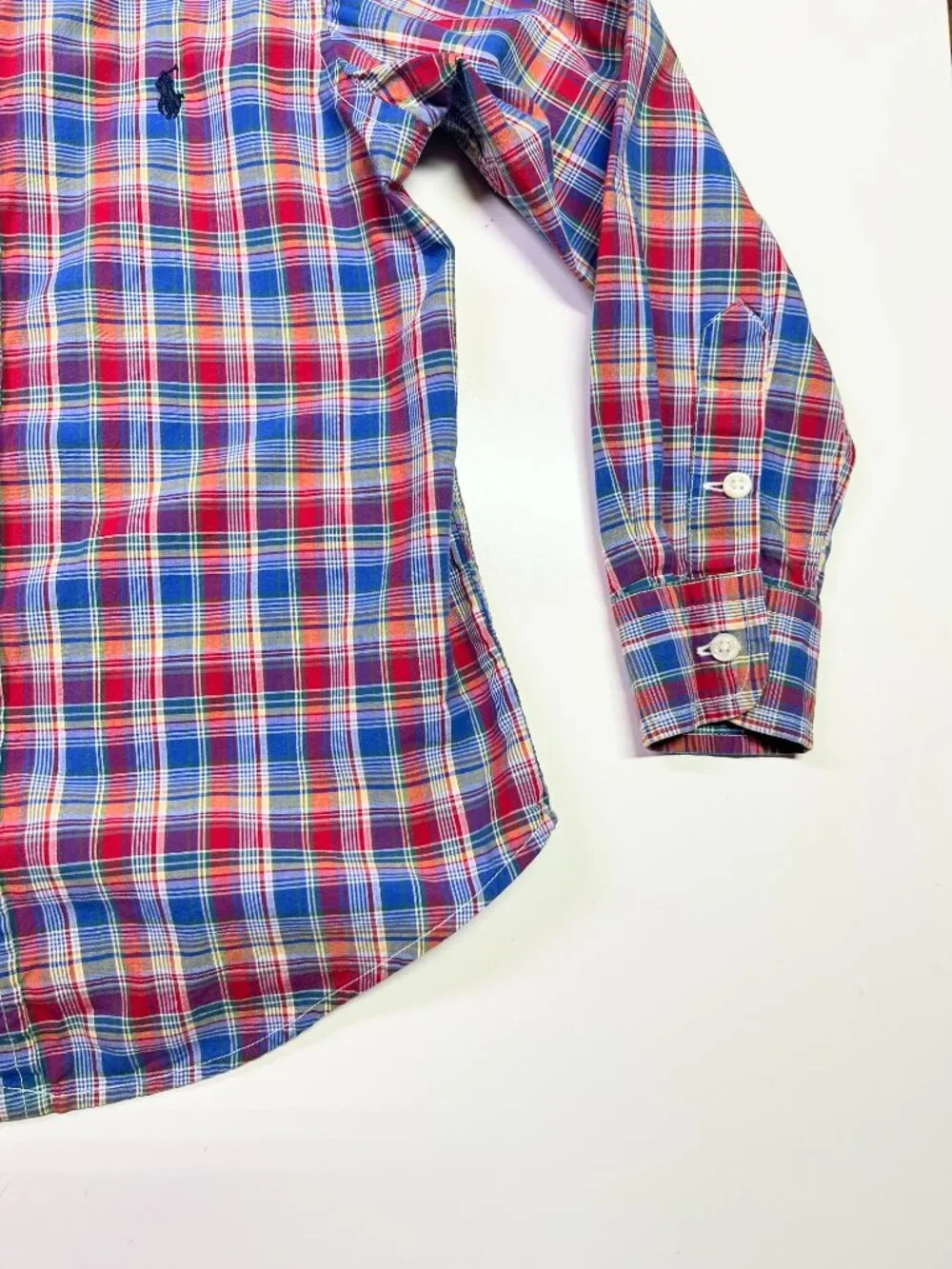Ralph Lauren Boy's Size 4 / 4T Plaid Button-Down Shirt Long Sleeve Cotton